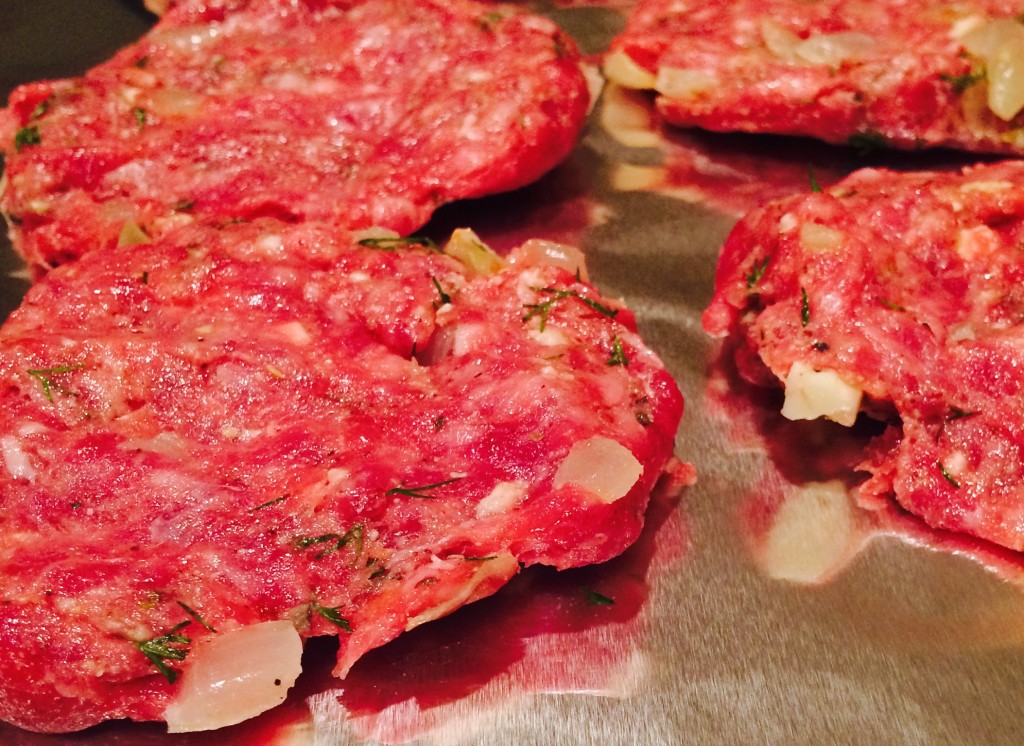 Lamb burgers raw