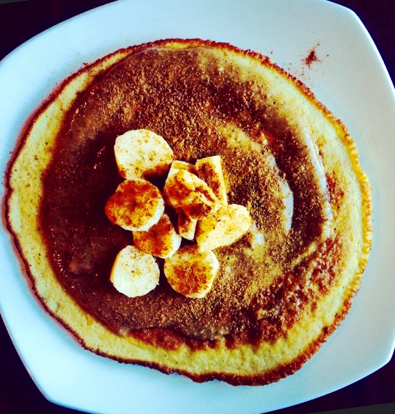 Coconut Flour Pancakes + Almond Butter-Honey Sauce [gluten-free]