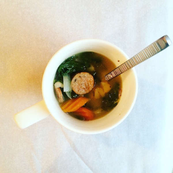 White Bean, Sausage + Veggie Soup [crockpot]